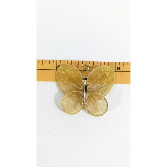 Vintage Gold Toned Mesh Butterfly Shaped Brooch - Picture 4 of 5